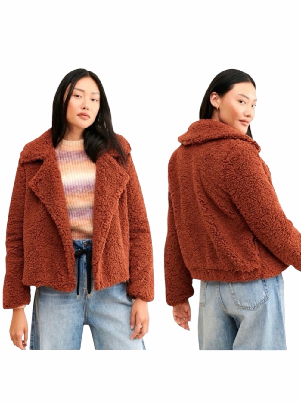 BB Dakota Coat Women Small Brown Sherpa Fuzzy Teddy As‎ She Goes Jacket NWOT